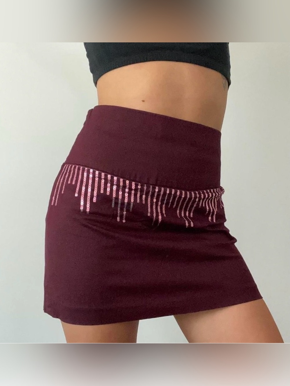 NWT Free People Burgundy Cascading
Sequin Mini Skirt Size 4